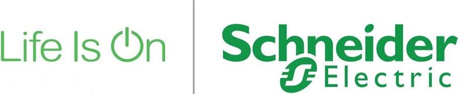 Logo SCHNEIDER ELECTRIC avec le texte « Life Is On » en vert.