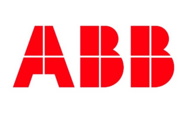 Логото на ABB в червен цвят, представящо компанията за електрическо оборудване.