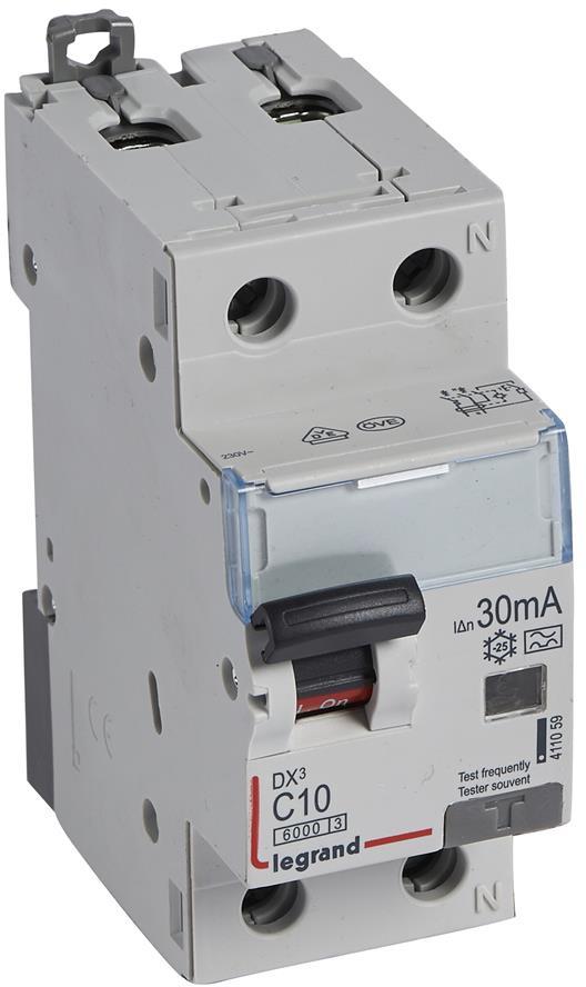 ДТЗ комбинирана DX3 1P+N 10A крива C 30mA тип A 6kA 2 мод. Legrand, LEGRAND НИСКО НАПРЕЖЕНИЕ, 411059