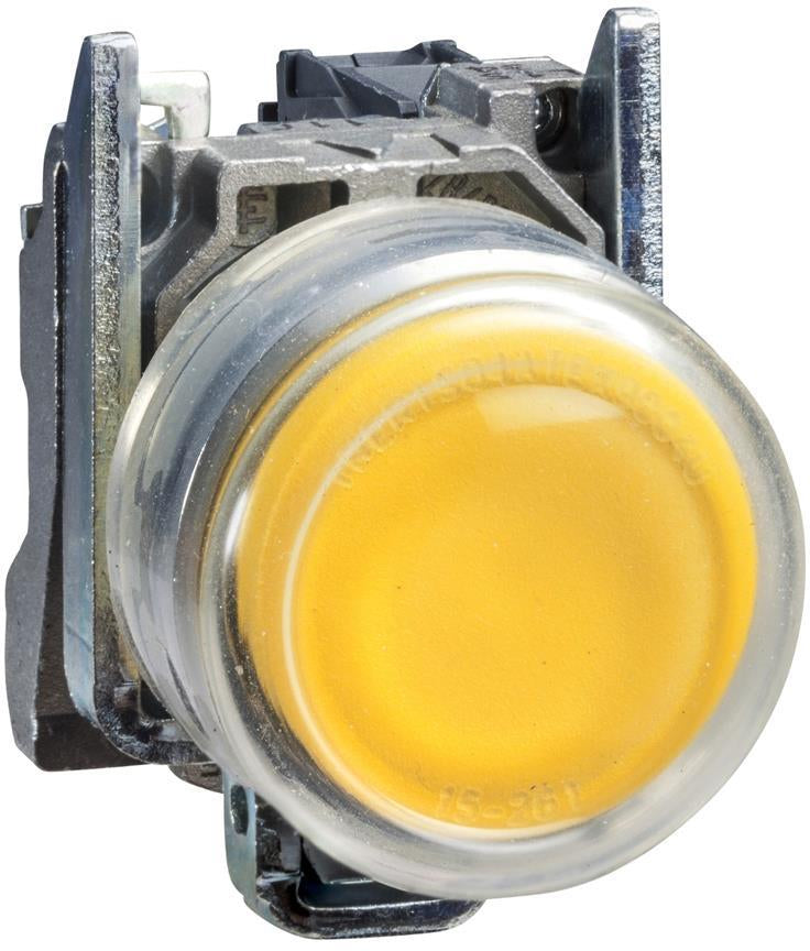 Бутон сглобен жълт 1NO със защитно капаче Ø22mm XB4 SE, SCHNEIDER ELECTRIC НИСКО НАПРЕЖЕНИЕ, XB4BP51