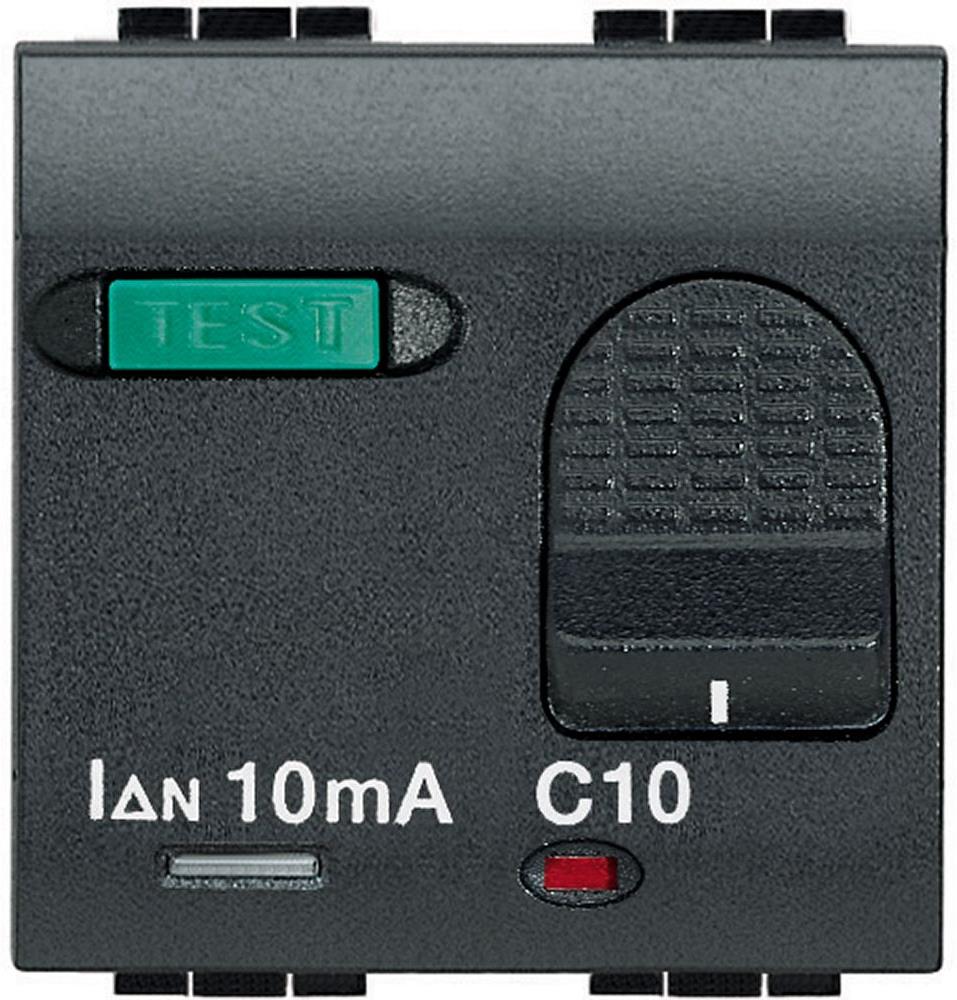 ДТЗ комбинирана 1P+N 16A крива C 10mA тип AC 3kA 2 мод. цвят Антрацит LL Bticino, BTICINO, L4305/16