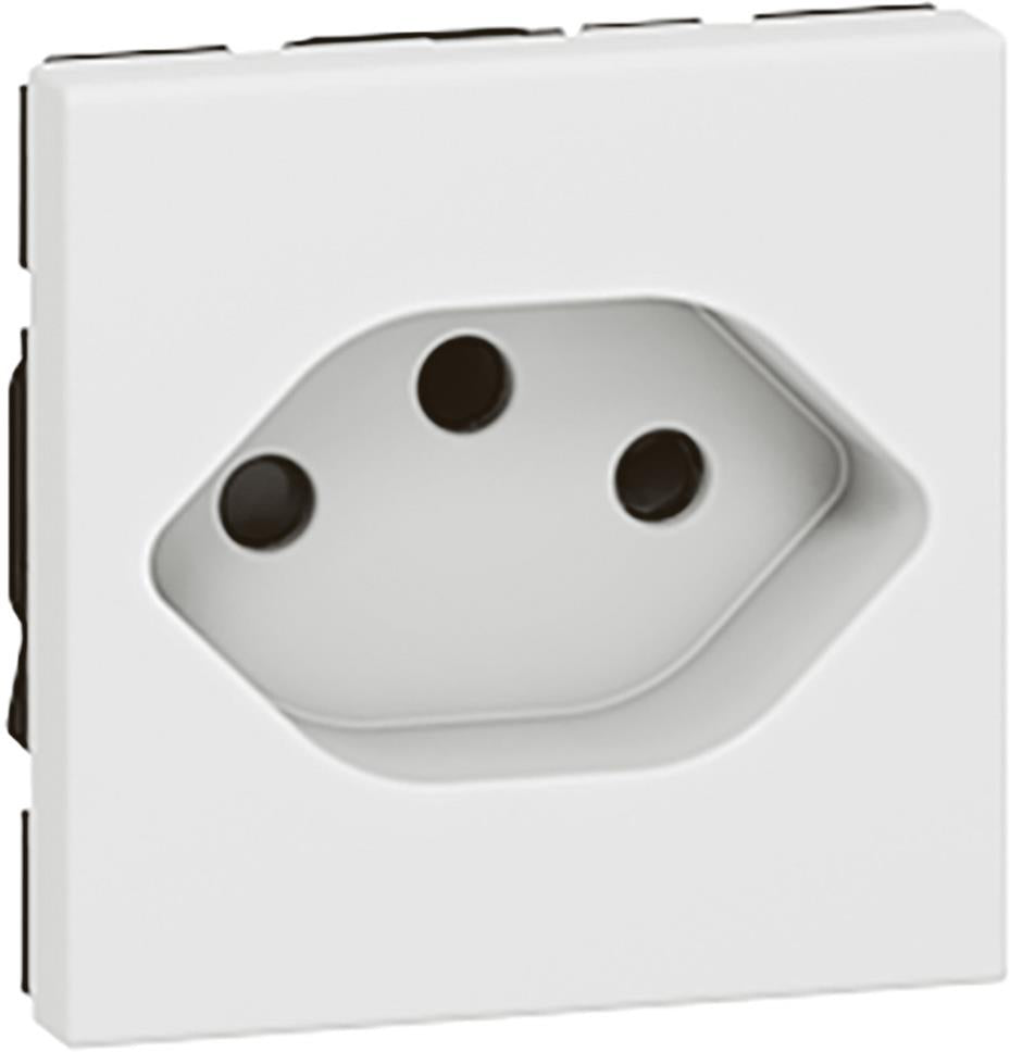 Контакт Swiss стандарт 2P+E 10A 2 мод. цвят бял Mosaic Legrand, LEGRAND, 77506