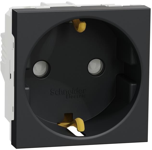 Контакт шуко с детска защита винт 2 мод. цвят Антрацит Unica SE, SCHNEIDER ELECTRIC, NU303754