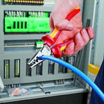Клещи за кримпване на кабелни накрайници 0.25-16мм2, VDE 1000V жълто-червена ръкохватка 180мм, Knipex - K9778180