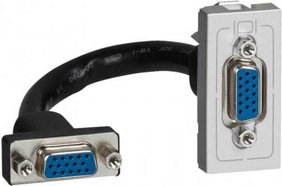 Розетка HD15-VGA с 15см. кабел 1 мод. цвят алуминий Моsaic Legrand, LEGRAND, 79377