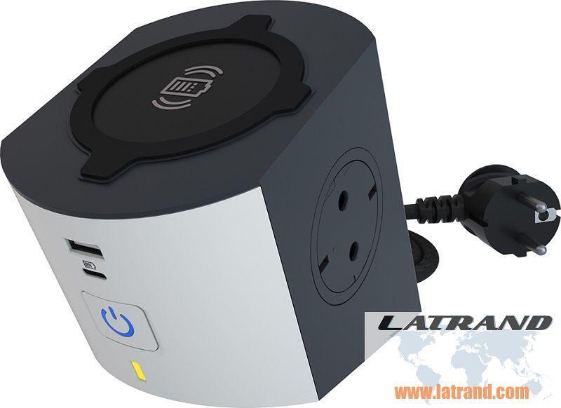 Разклонител бял 2x2P+E с кабел 2 метра с безжично зарядно 10W и USB A+C Corner NEW Legrand 694506