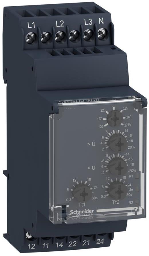Реле за контрол на напрежение 3P мин+макс праг, 1c/o 5A, 120…277Vac SE, SCHNEIDER ELECTRIC НИСКО НАПРЕЖЕНИЕ, RM35UB3N30