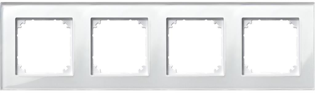 Рамка 4х цвят Блестящо бяло, стъкло System M Merten SE, SCHNEIDER ELECTRIC, 489419