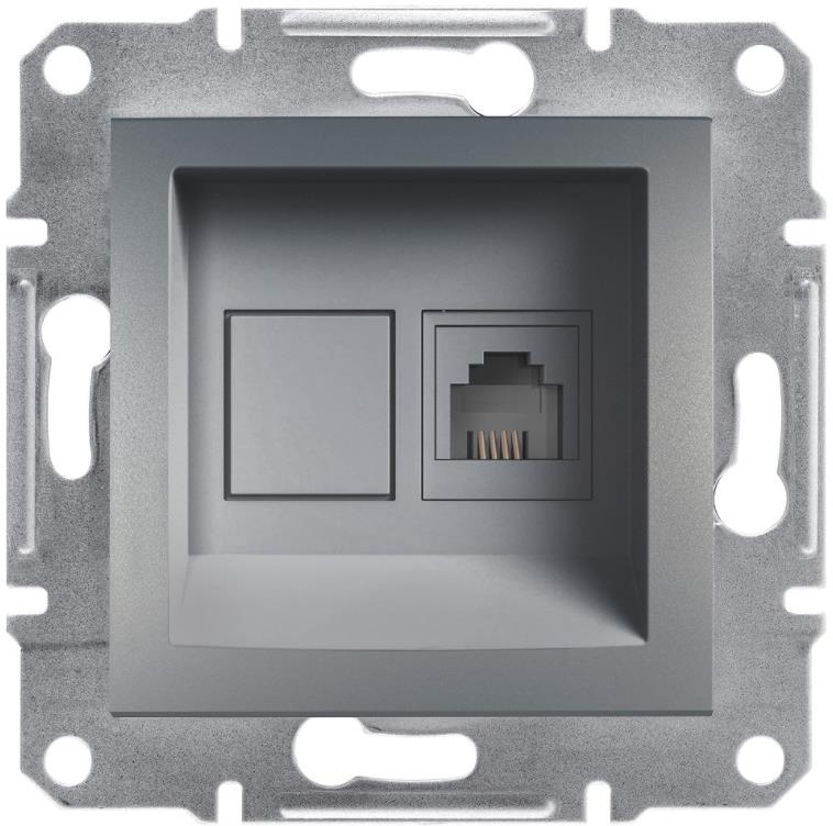Розетка RJ11 цвят Стомана Asfora SE, SCHNEIDER ELECTRIC, EPH4100162