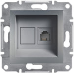 Розетка RJ11 цвят Стомана Asfora SE, SCHNEIDER ELECTRIC, EPH4100162
