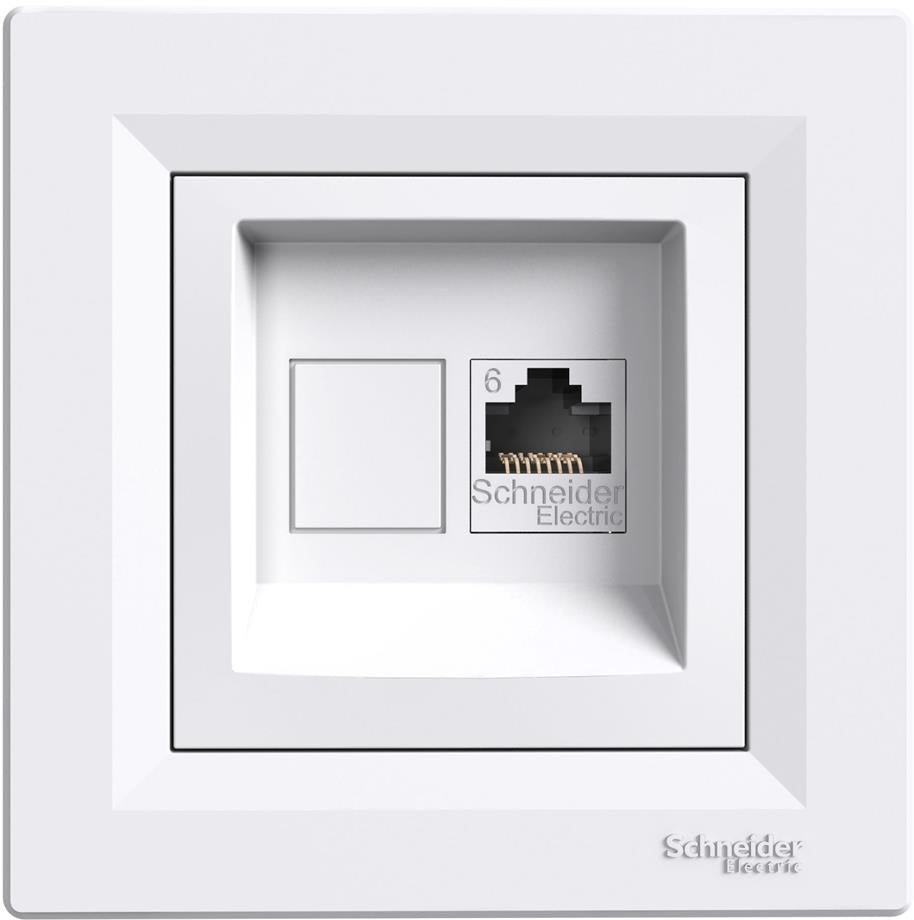 Розетка RJ45 UTP cat.6 моноблок цвят Бял Asfora SE, SCHNEIDER ELECTRIC, EPH4700121