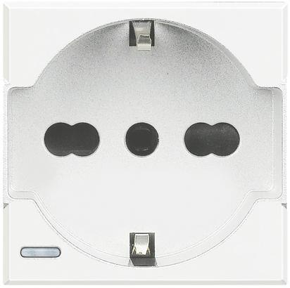 Контакт ЕВРО стандарт 2P+E 2 мод. 16A цвят Бял Axolute Bticino, BTICINO, HD4140A16