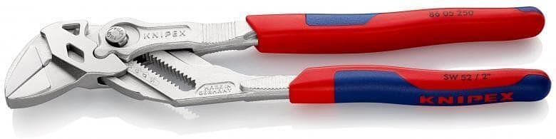 Клещи раздвижени, хромирани, синьо-червена ръкохватка 250мм, Knipex - K8605250