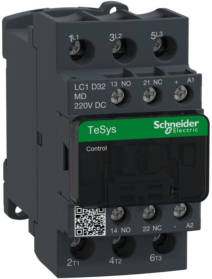 Контактор TeSys D 3P 15kW (32A AC-3) 1NO-1NC 220V DC SE, SCHNEIDER ELECTRIC НИСКО НАПРЕЖЕНИЕ, LC1D32MD