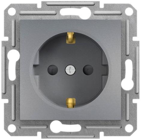 Контакт ШУКО 16A с детска защита цвят Стомана Asfora SE, SCHNEIDER ELECTRIC, EPH2900262