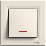 Еднополюсен ключ с подсветка моноблок цвят Крем Asfora SE, SCHNEIDER ELECTRIC, EPH1400123
