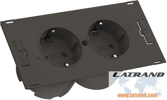 Модул за DUE с 2х Шуко, с кабел 2м, цвят Черен, Bachmann - B929.000