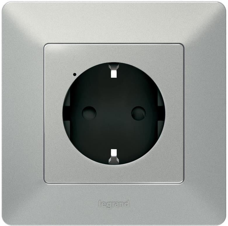 Контакт шуко 16A Smart Valena Life Алуминий с рамка Legrand с Netatmo, NETATMO с LEGRAND & BTICINO, 752394