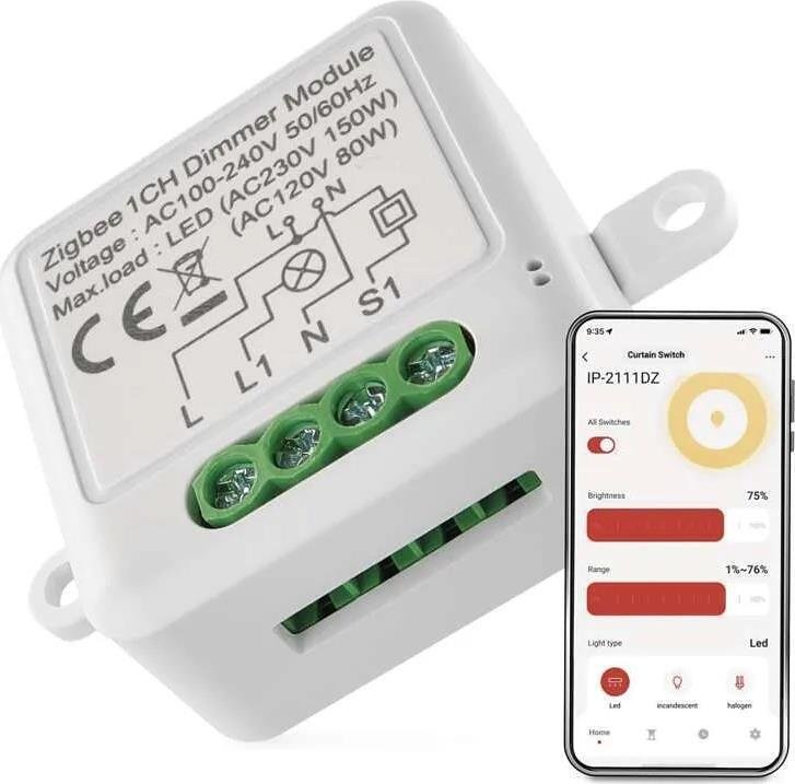 Микромодул Smart реле 1х димер 150VA изисква неутрала IP-2111DZ ZigBee GoSmart EMOS