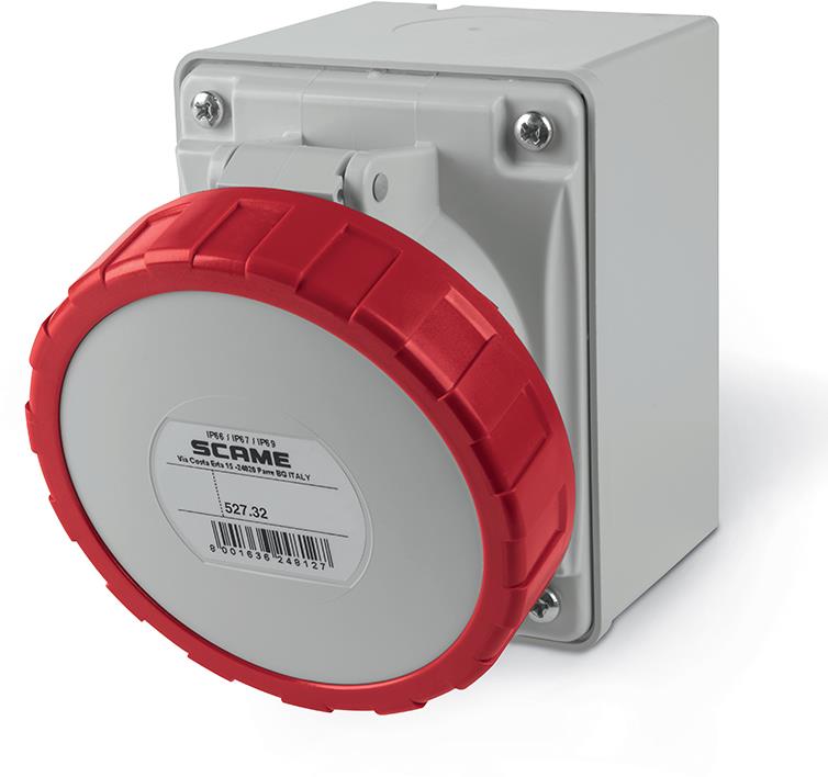 Промишлен контакт 3P+Е 32A 6h IP66 серия Optima открит монтаж Scame, SCAME, 527.3256