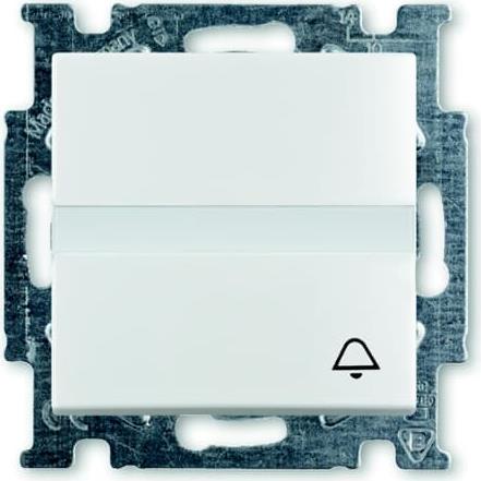 Бутон цвят БЯЛ със символ звънец и място за етикет Basic 55 ABB, 2CKA001413A1086