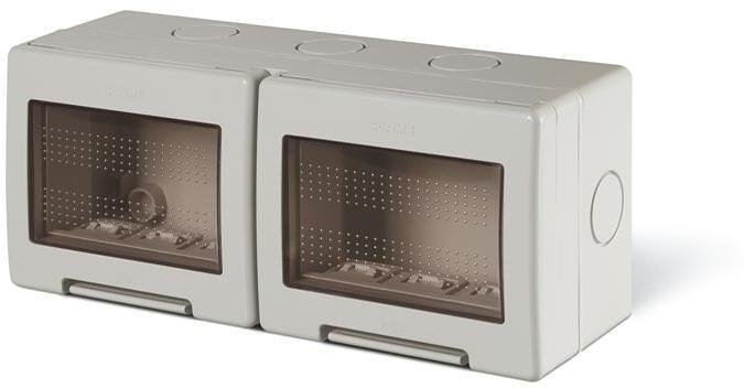 SCAME - Конзола за открит монтаж с капак IP55 3+3 мод. Unibox цвят СИВ - 136.5126
