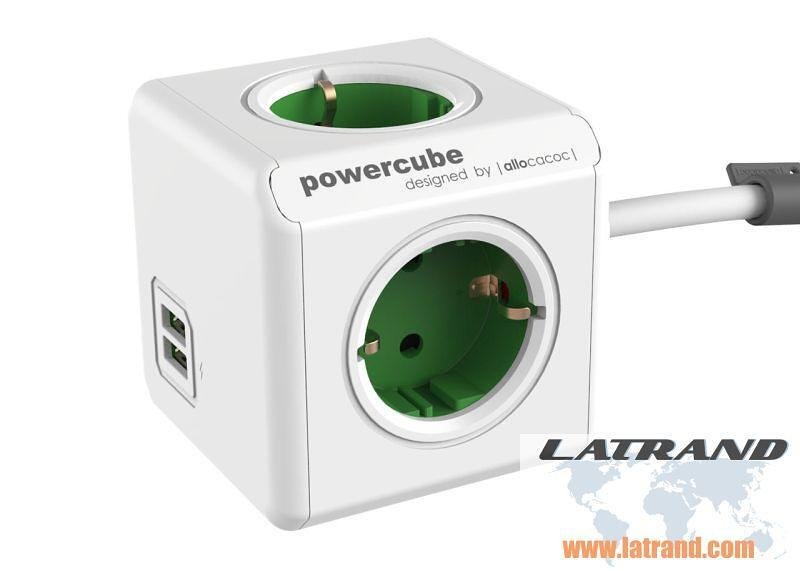 Разклонител PowerCube 4 гнезда с 1.5 метра кабел и 2х USB 1402BL, Allocacoc
