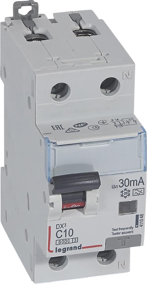 ДТЗ комбинирана DX3 1P+N 10A крива C 30mA тип A 10kA 2 мод. Legrand, LEGRAND НИСКО НАПРЕЖЕНИЕ, 411048