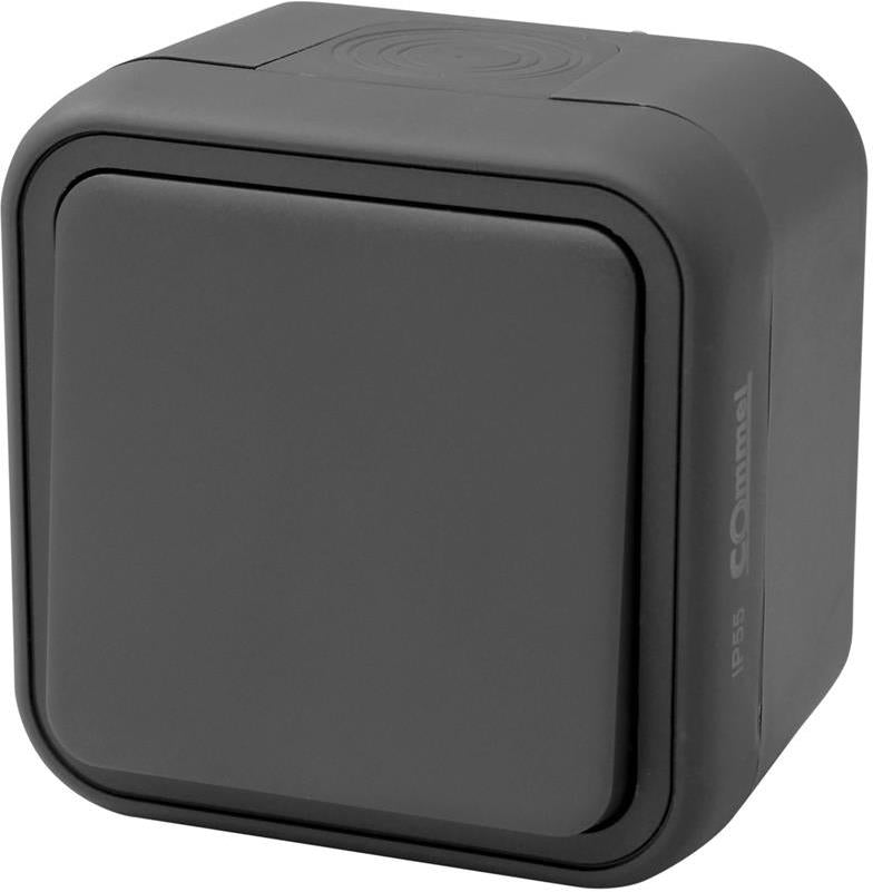 Девиаторен ключ за открит монтаж IP55 цвят Антрацит Bura Commel, COMMEL, C043-102