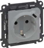 Контакт ШУКО 2P+E 16A + USB тип C 1.5A 7.5W цвят Алуминий Valena Life Legrand, LEGRAND, 753335