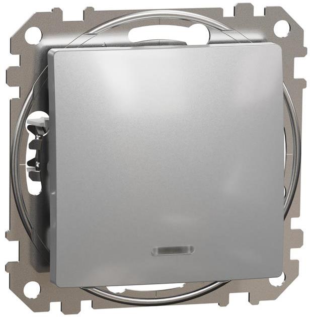 Кръстат ключ с подсветка цвят Алуминий Sedna SE, SCHNEIDER ELECTRIC, SDD113107L