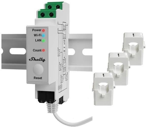 Трифазен Smart мерител 3х 400A за DIN монтаж Shelly PRO 3EM 400A - 268117