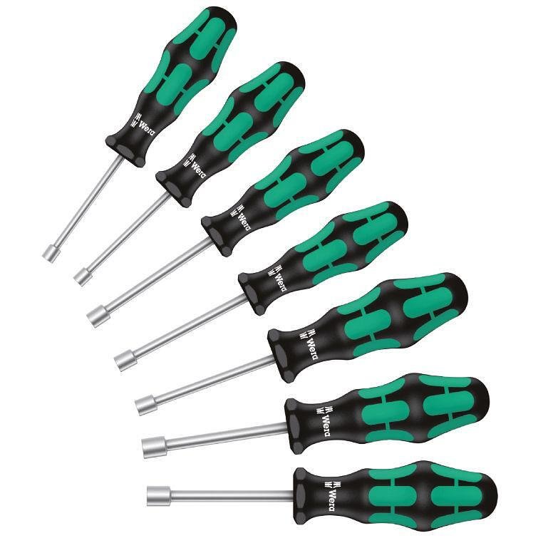 Комплект отвертки, 7x за гайки, кух ствол, 395/7 Kraftform Plus Wera - W029510