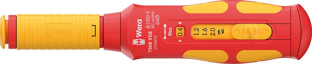 Ръкохватка за изолирани остриета, динамометрична от 0.4...2.0Nm, 7508 Safe-Torque Kraftform Kompakt VDE 1000V Wera, WERA, W075870