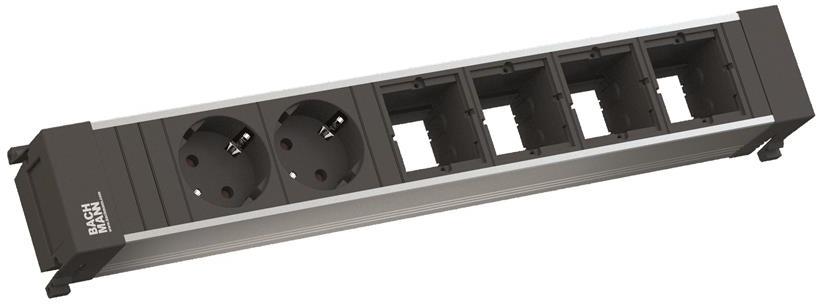 Модул за POWER FRAME 6M с 2х Шуко и 4х празни модула, цвят Черен, Bachmann, BACHMANN, B916.025