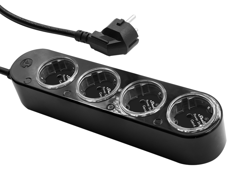Разклонител ЧЕРЕН 4x2P+E с кабел 1.5 метра / 3x1.5мм2 с мерител Shelly Power Strip 4 Gen4 - 070571, SHELLY, Shelly Power Strip 4 Gen4 B