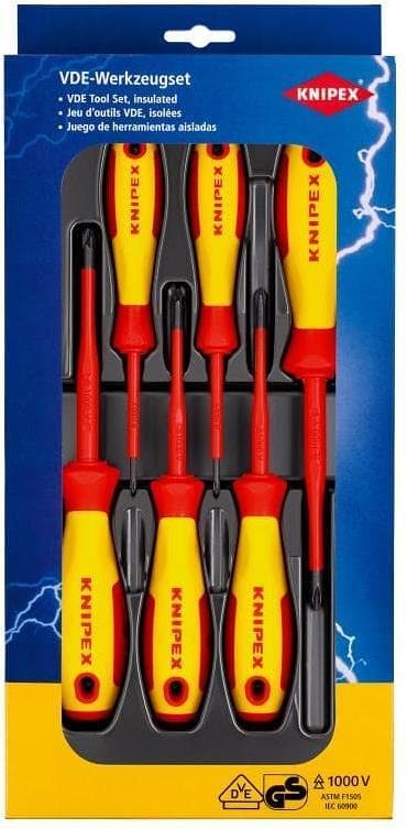 Комплект с 6 бр. отвертки VDE 1000V - 3х PH и 3х PZ, Knipex - K002012V03
