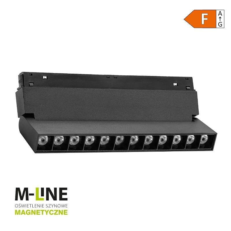 Линейна лампа с магнитен релейен елемент, регулируема M-LINE, черна,12 W, 960 lm, 4000 K, DPM, MTL-ZDSP-12W-B