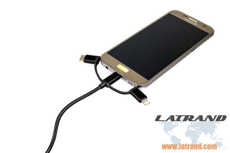 Универсален USB  кабел - USB A, USB C и micro USB, Latrans, usb uni