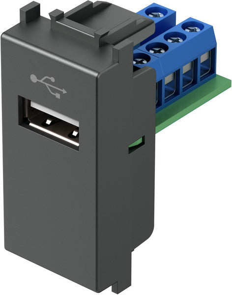 Розетка USB A 2.0 за данни 1 мод. цвят Антрацит Modul TEM, KM51AT