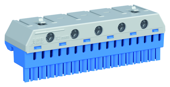 Клема изолирана СИНЯ 5х25mm2 + 17х4mm2 63A ABB, 2CPX062755R9999