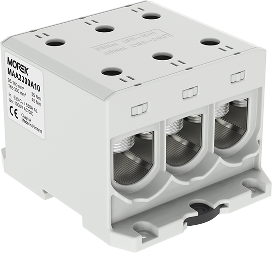 Тунелна клема СИВА 1P 630A с 6 отвора OTL300-3 3xAl/Cu 95-300mm² 1000V MOREK, MAA3300A10