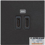 Розетка 2xUSB за зареждане тип C 5V 3A 2 мод. 2 мод. цвят Черен Classia Bticino - RG4286C2