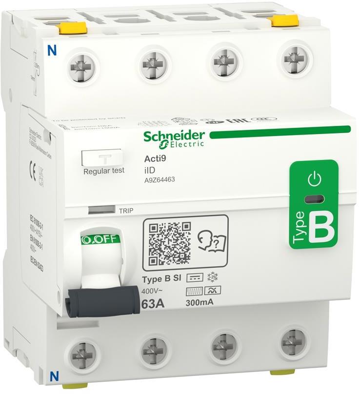 ДТЗ Acti 9 iID 4P 63A 300mA тип B 10kA 4 мод. SE, SCHNEIDER ELECTRIC НИСКО НАПРЕЖЕНИЕ, A9Z64463