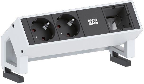 Модул DESK 2 с 2х Шуко и 1х празен модул, цвят Бял, Bachmann, BACHMANN, B902.203