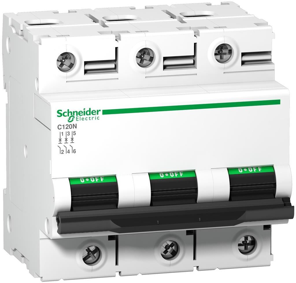 Автоматичен прекъсвач Acti 9 C120N 3P 63A крива C 10kA 4.5 мод. SE, SCHNEIDER ELECTRIC НИСКО НАПРЕЖЕНИЕ, A9N18364