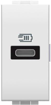 Розетка USB за зареждане тип C Power Delivery 20W 1 мод. цвят Бял LL Bticino, BTICINO, N4192C