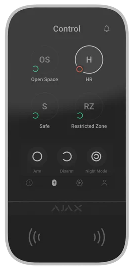 Безжична клавиатура с IPS сензорен дисплей и RFID, черен, KeyPad TouchScreen Ajax, AJAX, 58454.148.BL1