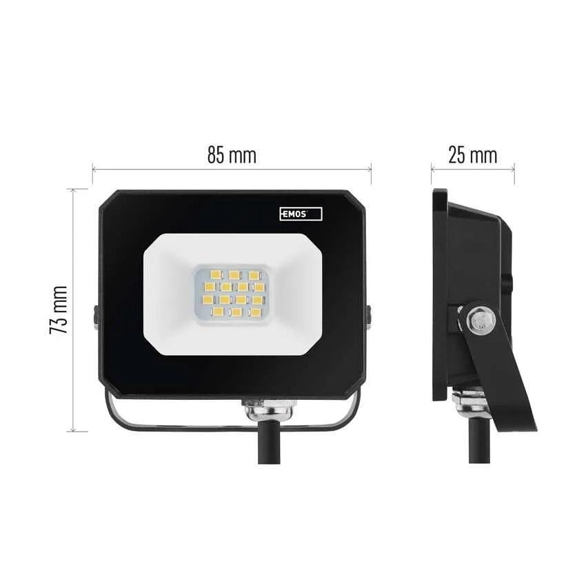 Прожектор LED 10W 4000K 1000lm 120° x 120° 25000h IP65 черен SIMPO EMOS