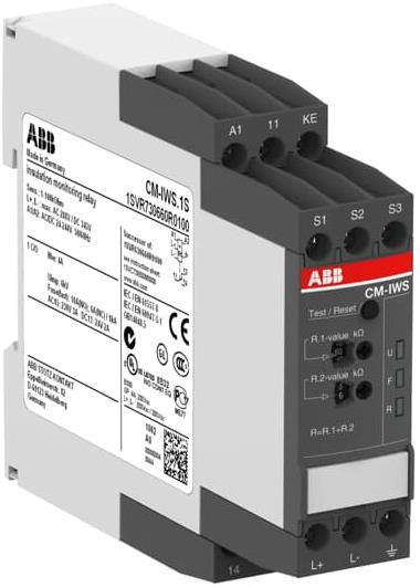 Реле за контрол на изолация, CM-IWS.1S, 1...100kOhm, 1c/o, 24...240Vac/dc ABB, 1SVR730660R0100